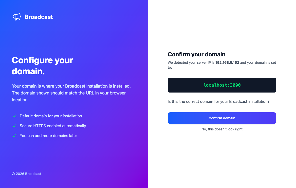 Step 3: Confirm your installation domain